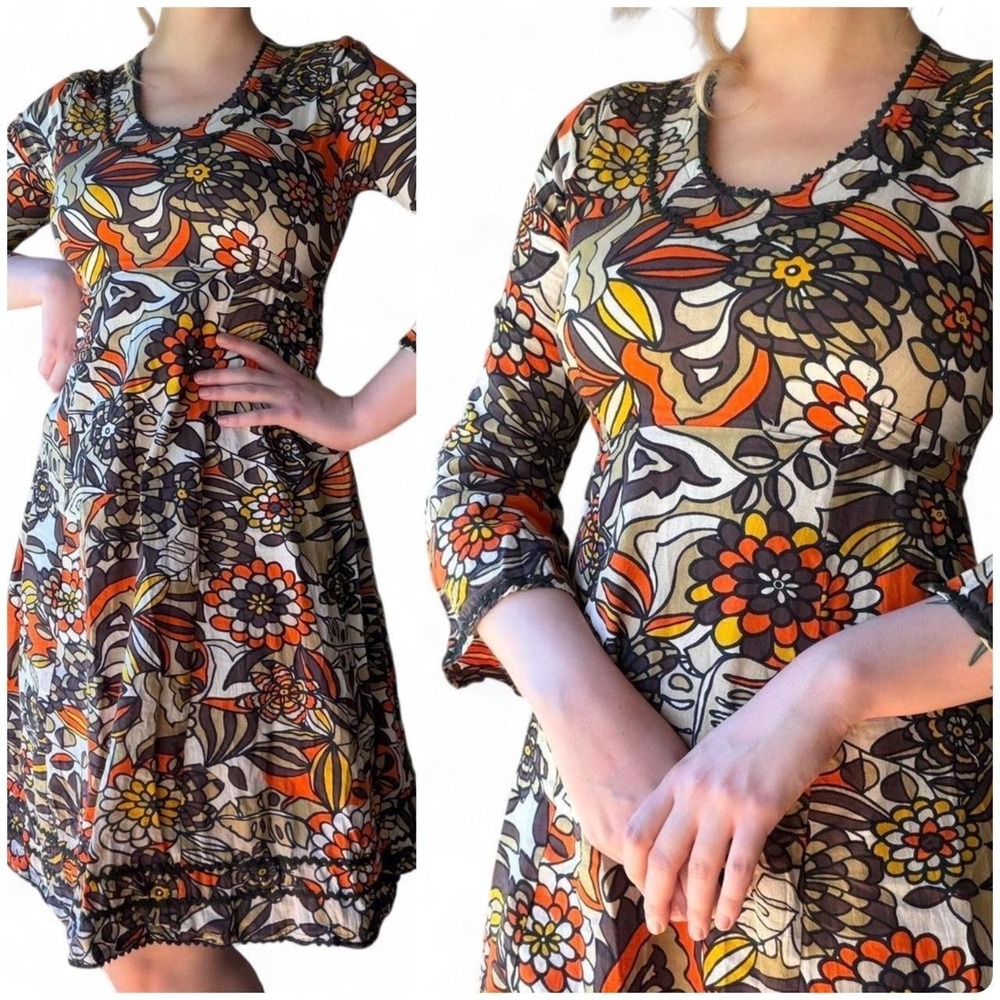 Vintage Indian Cotton floral‎ dress